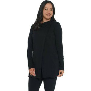 Women's Cowl Neck Long Sleeve Jacket - Black